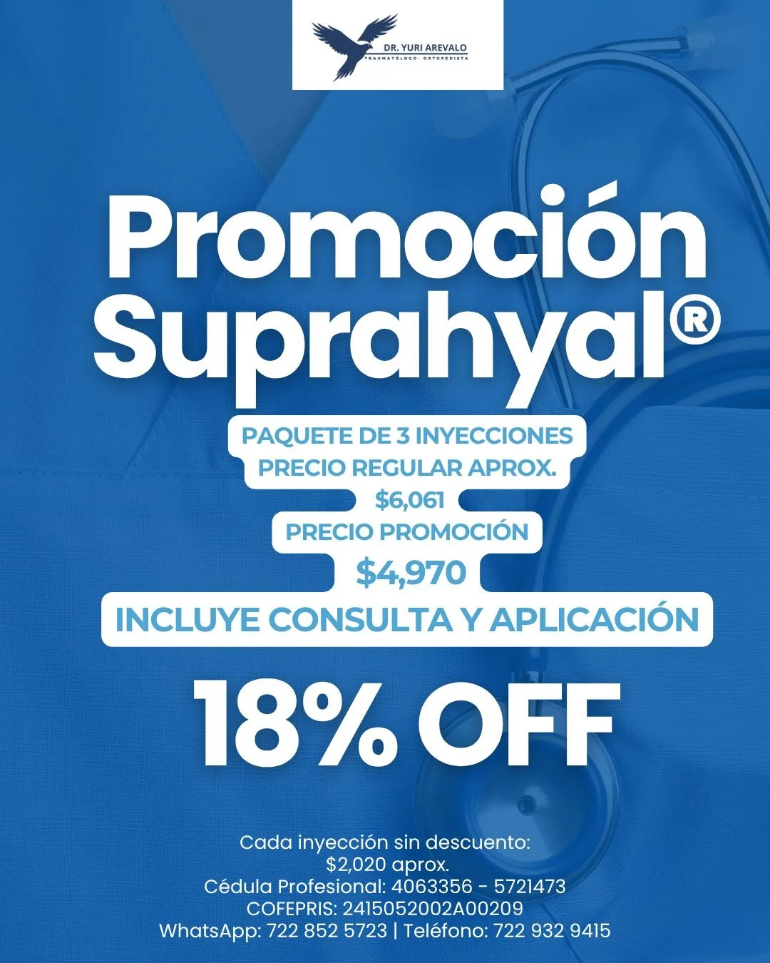 Promoción del paquete de 3 inyecciones de Suprahyal en Clínica Innovo